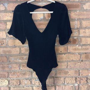 Amuse Society black short sleeve sweater bodysuit